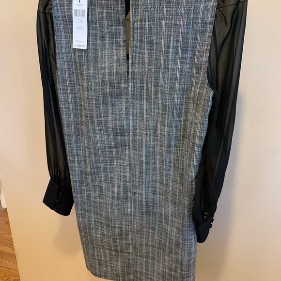 BCBG new w/tags. BCBG Generation sheer sleeved collar herringbone print dress… - Picture 4 of 5